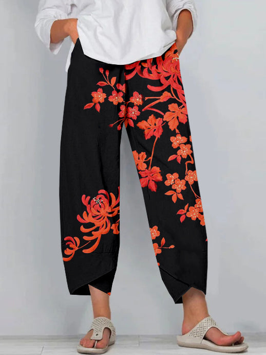 Olivia | Crimson Bloom Pants