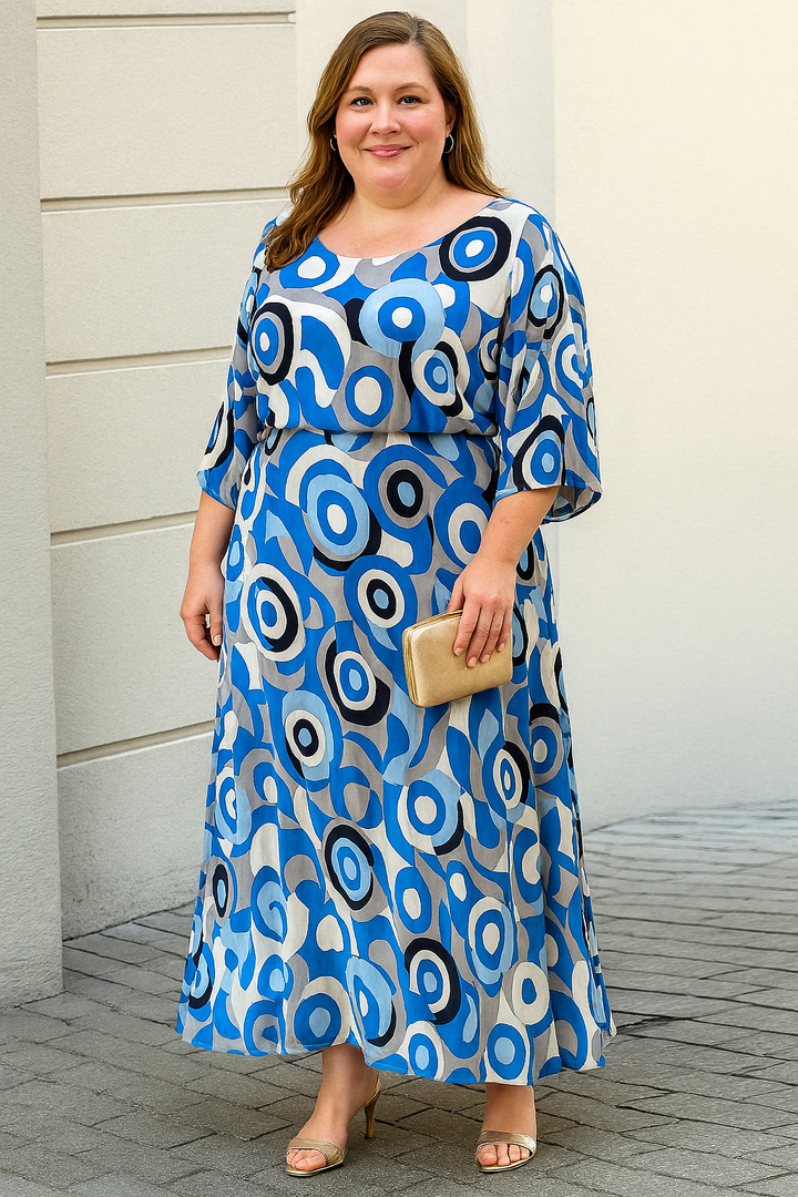 The Nora | Retro Abstract Tummy Covering Dress