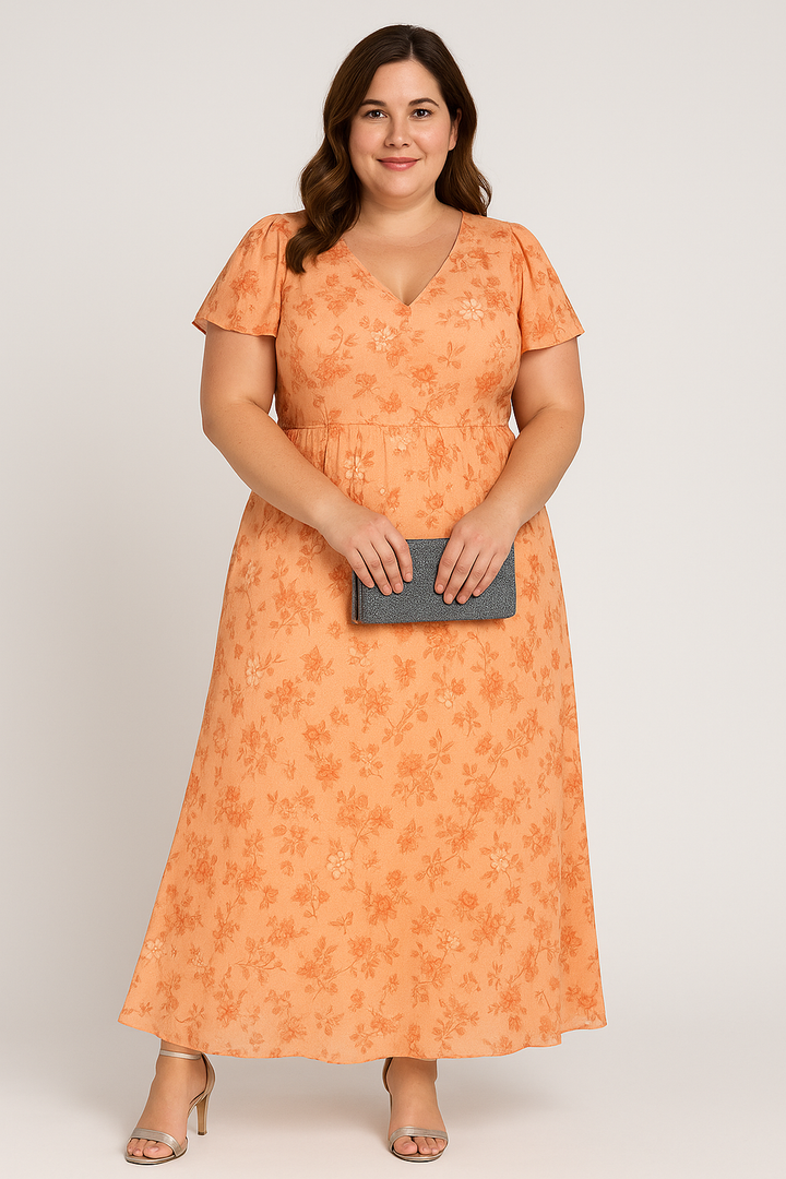The Poppy | Floral V-neck Tummy Covering Dress