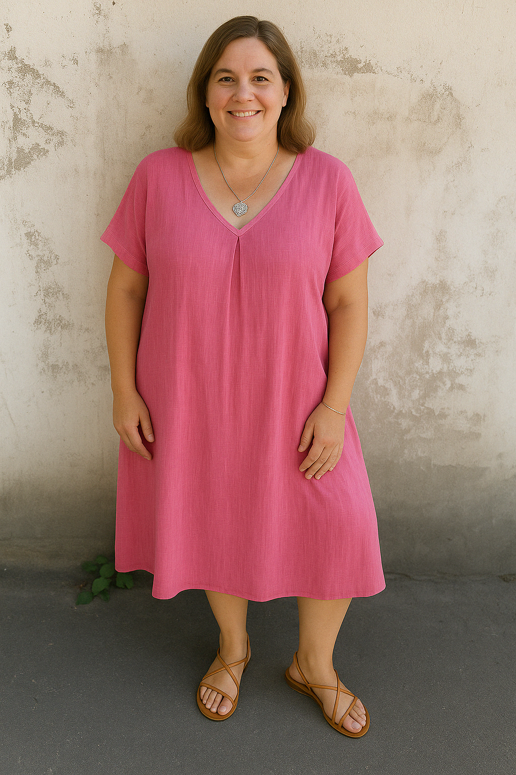 The Suri  | Casual Linen V-Neck Tummy Covering Dress