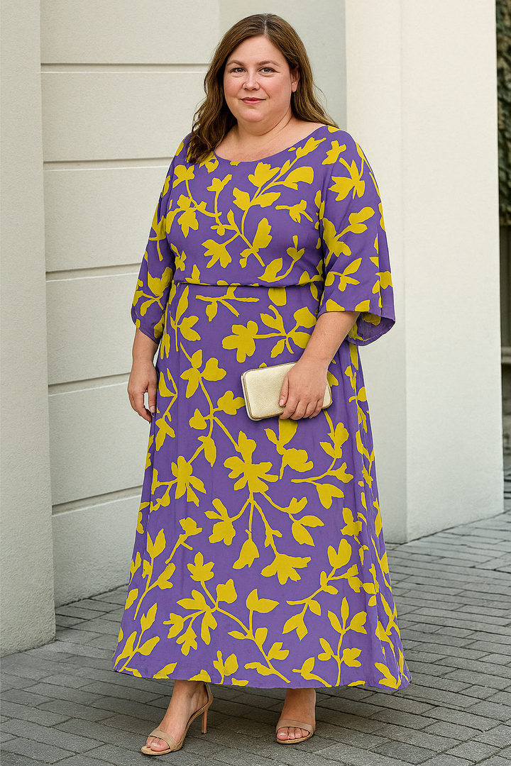 The Nora | Retro Abstract Tummy Covering Dress