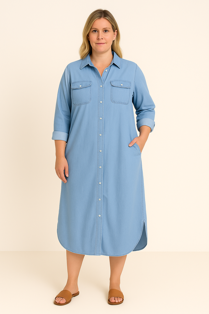 The Naya | Denim Style Tummy Covering Dress