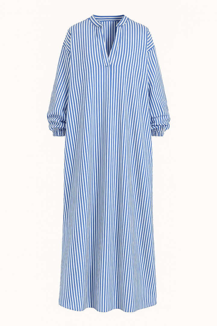 The Yara | Long Striped Tummy Covering Dress
