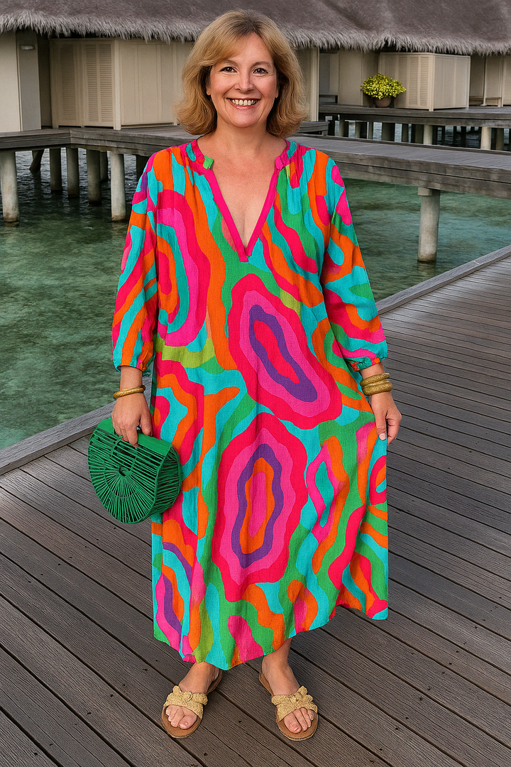 The Kaia Swirl Tummy Covering Dress