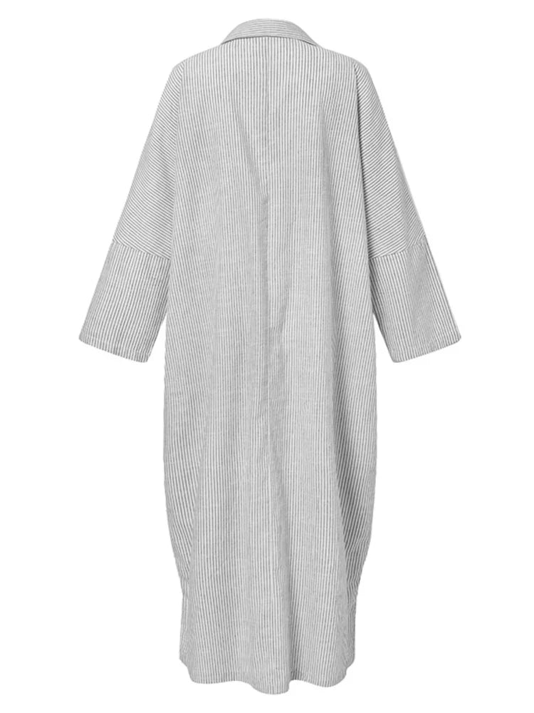 The Yara | Long Striped Tummy Covering Dress