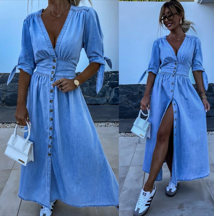 The Luna Bright Denim Dress