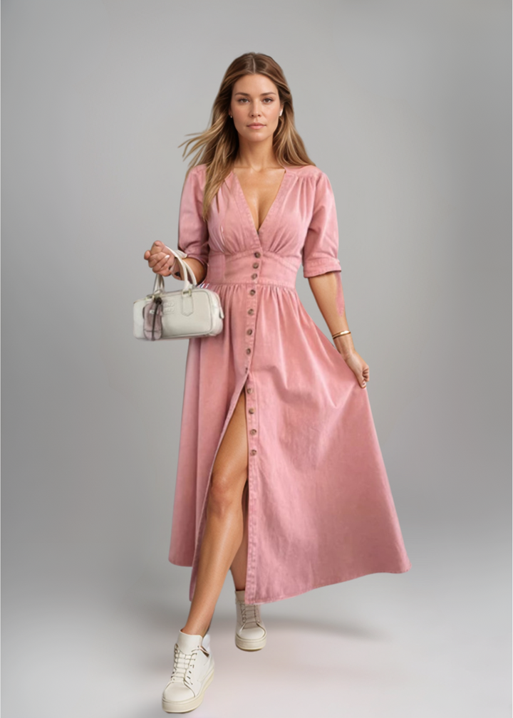 The Luna Bright Denim Dress