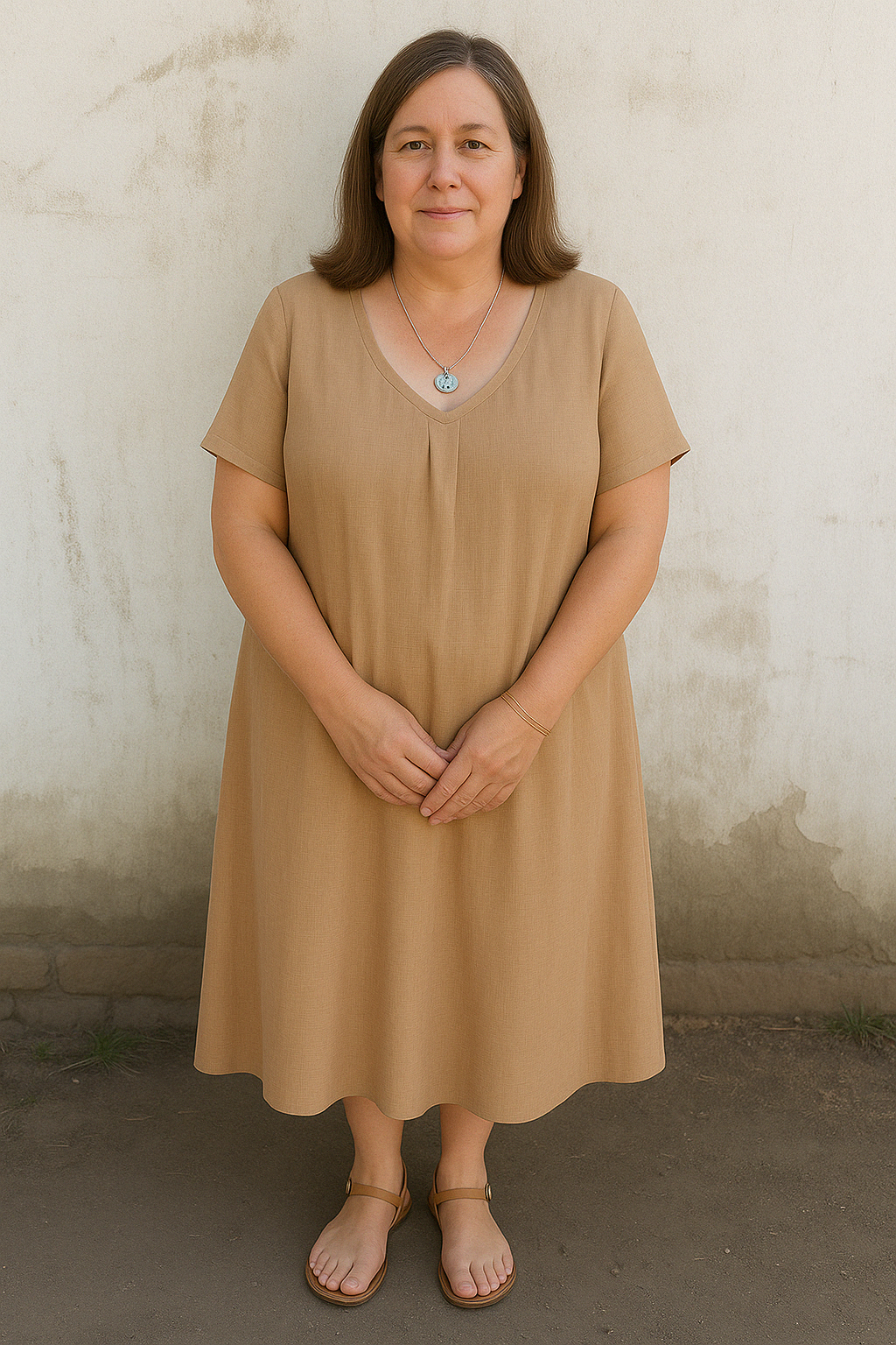 The Suri  | Casual Linen V-Neck Tummy Covering Dress