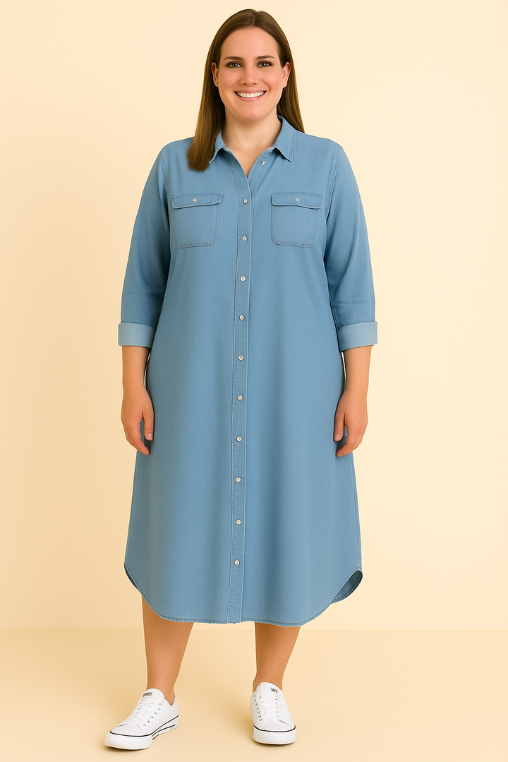 The Naya | Denim Style Tummy Covering Dress