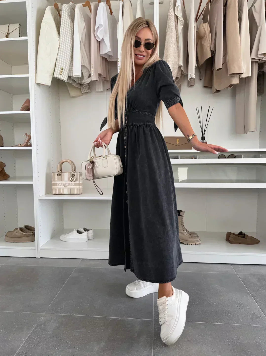 The Luna Bright Denim Dress