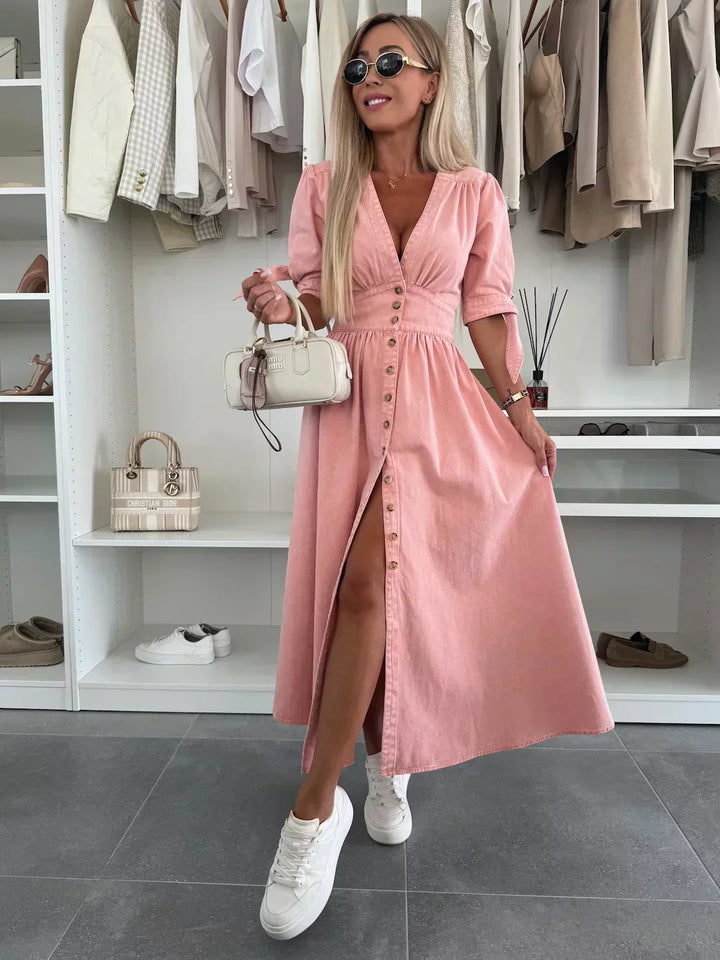The Luna Bright Denim Dress